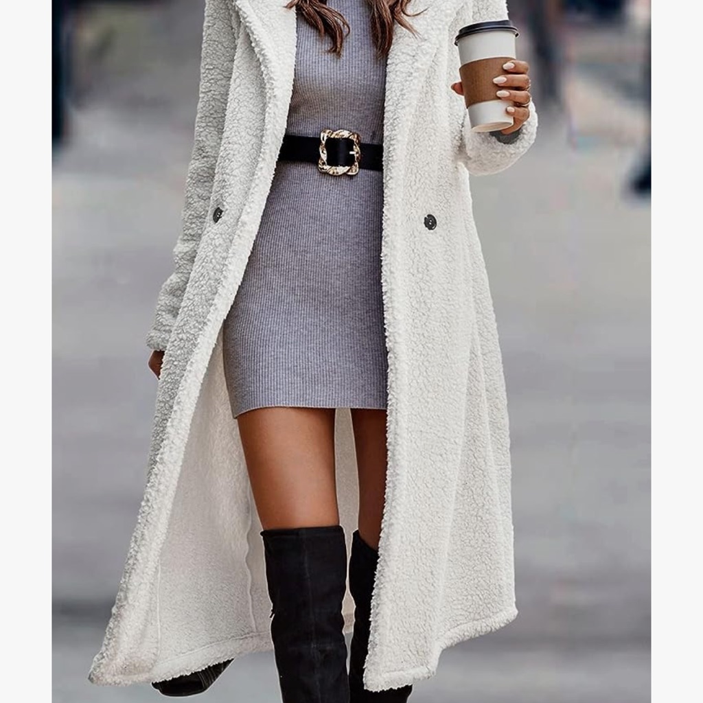 Prettygarden Winter Coats Fuzzy Fleece Long Hooded Jacket